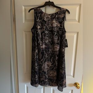 Elegant Black Floral Dress with Sheer Overlay